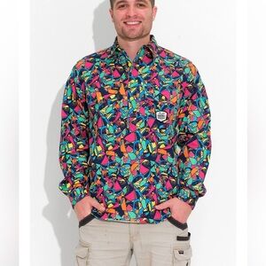 TRADEMUTT Australia MENS VENTURA HALF BUTTON WORKSHIRT XL